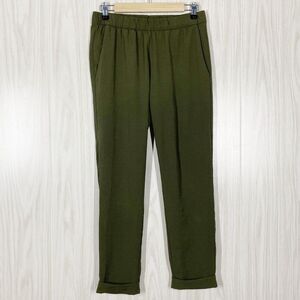 H&M | Olive Green Pull On Cuffed Straight Leg Pants Size 8